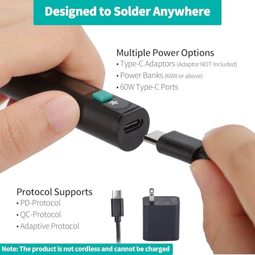 YIHUA 928D-IV Soldering Iron Kit with Type-C Port, Fast-Heating with C235 Cartridge, 194~842°F Temperature Adjustable, PD/QC/Adaptive Protocols, LCD Display, and Multi-Functional Cover - style: 5-IN-1