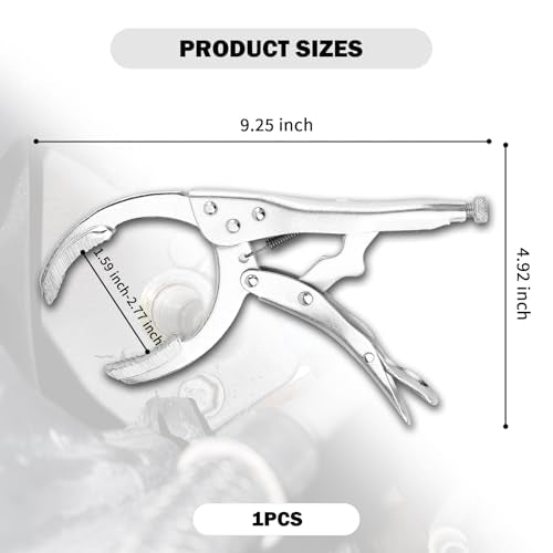 Upgraded Oil Filter Pliers,Adjustable Vice Grips with Jaw Capacity 1.59"-2.77",Anti-slip Locking Wrench/Oil Filter Wrench for Removing and Installing Firm Oilfilter