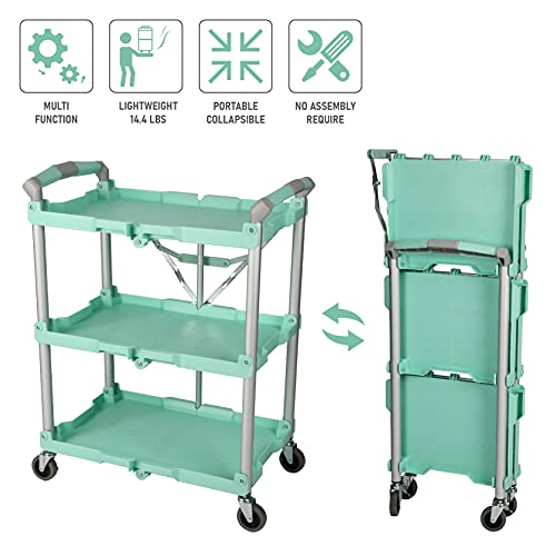Olympia Tools 89-349 Pack-N-Roll Folding Collapsible Service Cart, 150LB Capacity, Teal - color: Teal, size: 150LB