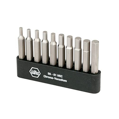 WIHA 74986 Hex Inch and Metric Power Bit Set with Holder, 10-Piece