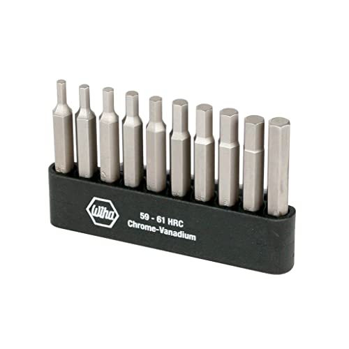 WIHA 74986 Hex Inch and Metric Power Bit Set with Holder, 10-Piece