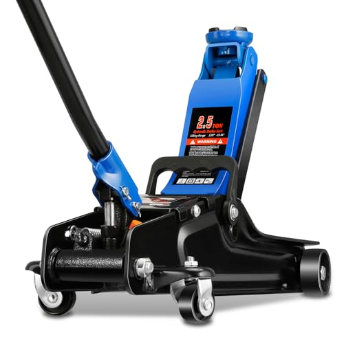 Auto Dynasty 2.5 Ton Low Profile Floor Jack, Heavy Duty Steel Hydraulic Car Jack with Single Pistons Quick Lift Pump, Hydraulic Racing Floor Jack, Lifting Range 3.35" to 15", Blue - color: Blue, size: 2.5T Single Pump