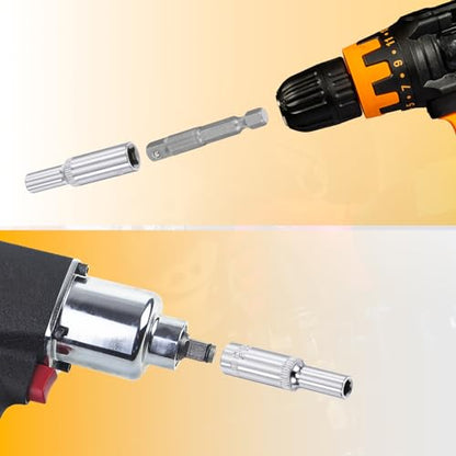 HARFINGTON Deep 6-Point Impact Socket 1/4" Drive 5mm Metric Socket 50mm (2") Long with 1/4" Hex Shank Adapter, CR-V Steel Socket Adapter Accessory Tool Set Kit for Hex Bolts Nuts - size: 5mm x 50mm