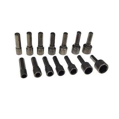 14-Piece Power Nut Driver Bit Set, Metric & SAE Socket Wrench Screw, 1/4" Hex Shank, Impact Tools Kit for Quick-Change Drill