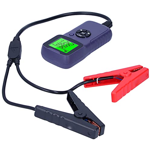 A300 Digital Car Battery Tester, Automotive Battery Analyzer, LCD Display with Load Test System for 12V Batteries, Includes Heavy Duty Clamps and Beep Remind Function (Purple) - color: Purple