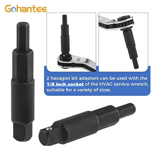 gohantee Hvac Service Wrench Tools Air Conditioner Valve Ratchet Wrench | 3/16” to 3/8” 5/16'' x 1/4'' with 2 Hexagon Bit Adapter Kit for Air Refrigeration Tools and Equipment Repair Tools Clearance