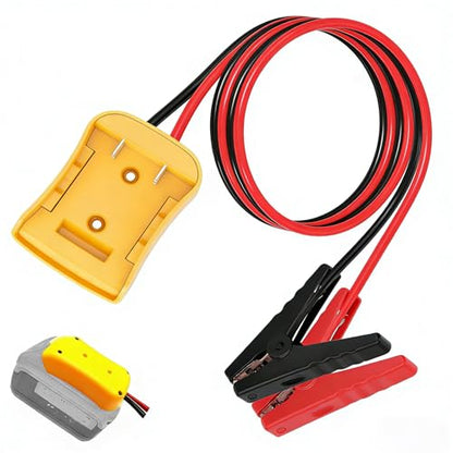 Jumper Cables Compatible with Dewalt 20V Battery, 8AWG 2FT Booster Cable with Alligator Clips, 392F/200C Heat Resistant Silicone Wire, for Jump Starting Cars and RVs - color: Yellow