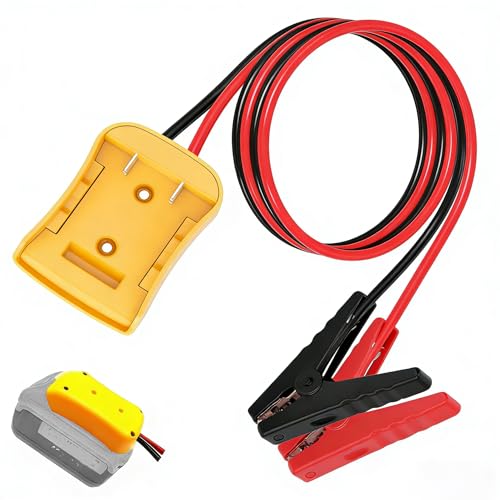 Jumper Cables Compatible with Dewalt 20V Battery, 8AWG 2FT Booster Cable with Alligator Clips, 392F/200C Heat Resistant Silicone Wire, for Jump Starting Cars and RVs - color: Yellow