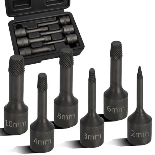 6PCS 3/8” Drive Impact Wedge Proof Extractor Set, Bolt Extractor Kit | 2mm, 3mm, 4mm, 6mm, 8mm, 10mm Socket, Easy Out Bolt Remover Kit, Damaged, Spiral, Rusted, Strip, Stripped, Wedge Components - color: Long 6pcs Wedge Proof Extractor
