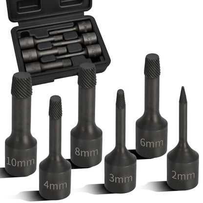 6PCS 3/8” Drive Impact Wedge Proof Extractor Set, Bolt Extractor Kit | 2mm, 3mm, 4mm, 6mm, 8mm, 10mm Socket, Easy Out Bolt Remover Kit, Damaged, Spiral, Rusted, Strip, Stripped, Wedge Components - color: Long 6pcs Wedge Proof Extractor