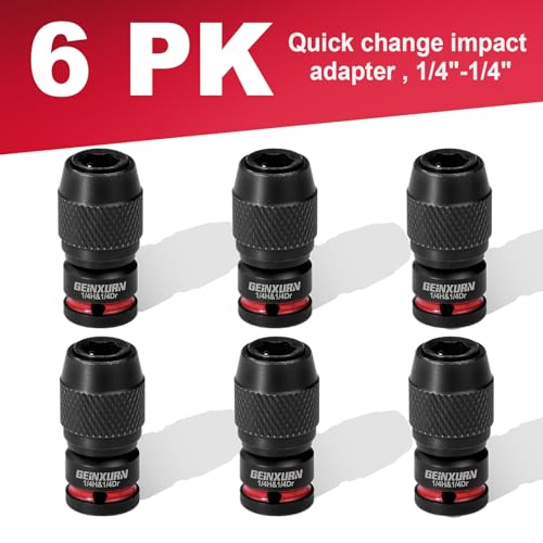 Geinxurn 6PCS Impact Screwdriver Bit Holders, 1/4-Inch Square Drive to 1/4-Inch Quick Release Hex Socket Adapter for Impact Wrench - size: 6pcs