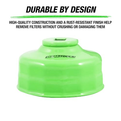 OEMTOOLS 87142 65mm 14 Flute Oil Filter Wrench, Economy Car Oil Filter Remover, Prevents Slippage and Stripping, 3/8 Inch Drive | 65mm 14 Flute Oil Filter Wrench Set, Fits 3/8" Ratchet, Non-Slip Grip, Rust-Resistant - style: 65 mm 14 Flute