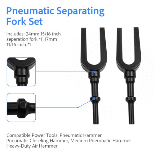 Pneumatic Separating Fork Set 17mm 24mm For Air Hammer Ball Joint Fork | Joint Separator Pickle Fork Air Hammer Breaker Bits For Air Hammer For Ball Joints Tie Rods Pitman Arms Shank Pneumatic Tool