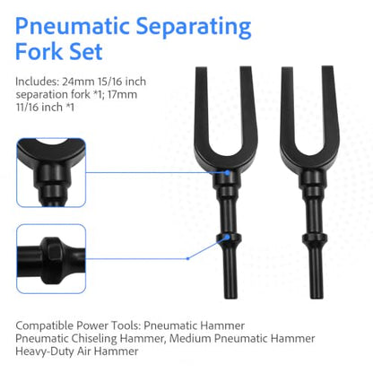 Pneumatic Separating Fork Set 17mm 24mm For Air Hammer Ball Joint Fork | Joint Separator Pickle Fork Air Hammer Breaker Bits For Air Hammer For Ball Joints Tie Rods Pitman Arms Shank Pneumatic Tool