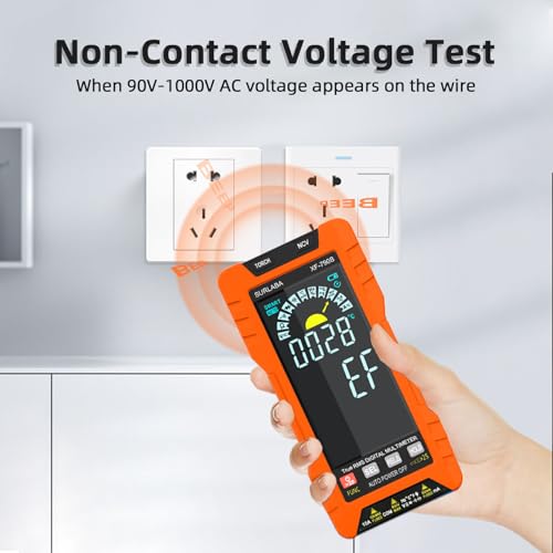 Digital Multimeter TRMS 6000 Counts, Auto-Ranging Voltmeter with Non-Contact Voltage Tester, Electric Tester with Voltage, Current, Resistance, Rechargeable Battery & Data Hold for Automotive