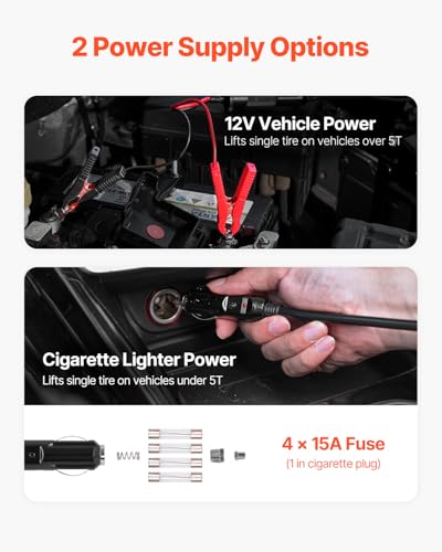 VEVOR Electric Car Jack, 5 Tons /11000 lbs Electric Jack with Built-in Inflator, 12V Adjustable Tire Change Replacement with Secure Hammer & LED Light, Portable Jack kit for Sedan, SUV, Truck
