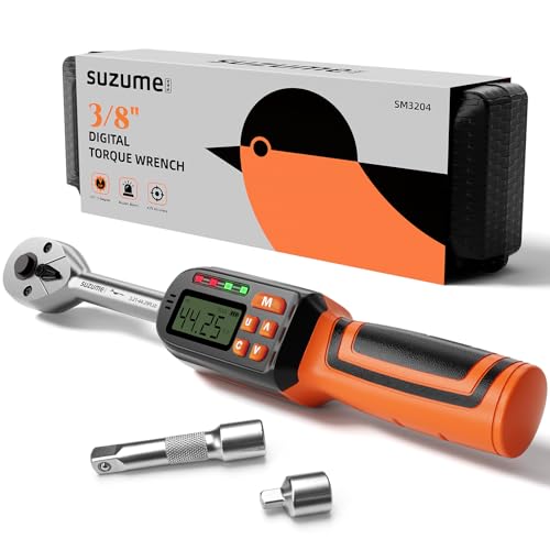 SUZUME 3/8 Digital Torque Wrench Inch Pound (2.21-44.25 Ft. Lb / 3-60 N.m) | ±2% Accuracy Sound and Light Alert Peak & Track Electronic Display for Mechanic DIY Motorcycle Bicycle Car Spark Plug Repair - size: 2.21-44.25 Ft. Lb, style: 3/8-Inch
