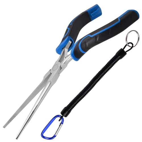 SPEEDWOX 7-Inch Mini Long Needle Nose Pliers with Comfort Grip - Thin Jaw Extra Long Needle Nose Pliers with Serrated Jaw Lanyard for Jewelry Making, Wire Wrapping, Crafts & Electronic Repair - style: Straight Tips&Curved Handle
