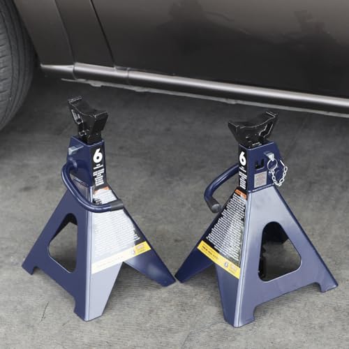 Big RED Jack Stands 6 Ton with Double Locking, 14.2-23.8 inch Adjustable Height for Lifting Cars, SUV, Van, 12000 lb Capacity, 1 Pair - color: BLUE, size: 6 TON DOUBLE LOCKING