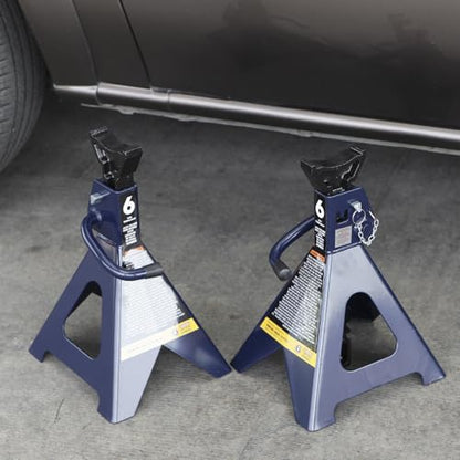 Big RED Jack Stands 6 Ton with Double Locking, 14.2-23.8 inch Adjustable Height for Lifting Cars, SUV, Van, 12000 lb Capacity, 1 Pair - color: BLUE, size: 6 TON DOUBLE LOCKING