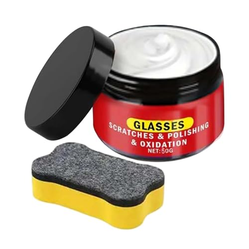Glass Polishing Cream, 50g Instant Glass Scratch Repair Paste | Deep Cleaning & Removes Wiper Marks, Swirls, Water Spots & Windshield Cleaner & Remover for Minor Glass Scratches