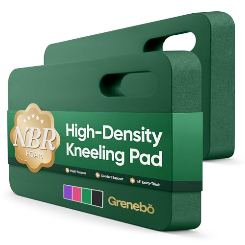Grenebo 2-Pack Kneeling Pads, Extra Thick NBR, 17.3 x 11 x 1.6 in, Green | Soft NBR Foam Cushion for gardening kneeling pad use, Knee pad support for Gardening, Baby Bathing, Exercise and Work - color: Green