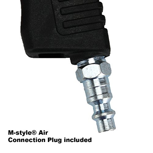 EXELAIR Digital Pistol Grip Tire Inflator Gauge EX0500D, Easy Clip Air Chuck, Easy to Read 0.1 Display, Pistol Grip Handle, 100 PSI Max Pressure, 16" Air Hose, 1/4" NPT (PSI, kPa, Bar, and kg/cm2)