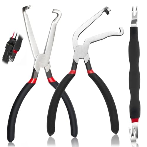 3PCS Electrical Disconnect Pliers, Electrical Disconnect Pliers for Cars,Electrical Connector Separator, 37960, 37980,Automotive Fuel Line Disconnect Tools, Push Tab Plugs Style - style: Straight+60 Degree Pliers+Separator