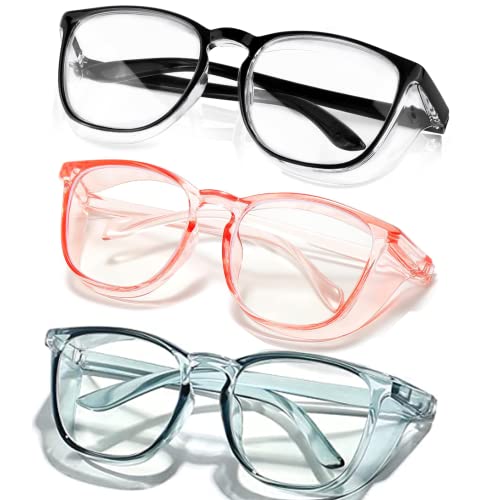 SQIMZAR Safety Glasses Goggles For Women Nurses Protective Eyewear,Anti Fog Safety Goggles - color: Black + Pink + Dark Green