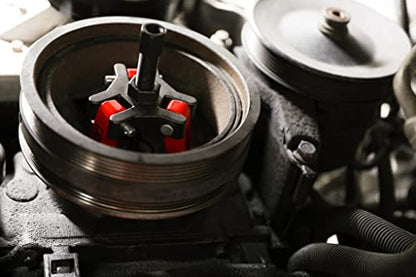 ARES 71002 - Harmonic Balancer Puller Kit - Adjustable 3-Jaw Puller Fits Most Late Model Automobiles & Trucks - Remove Damper Pulleys in Tight Engine Compartments Without Removing The Radiator - size: Harmonic Balancer Puller Set