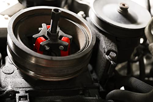 ARES 71002 - Harmonic Balancer Puller Kit - Adjustable 3-Jaw Puller Fits Most Late Model Automobiles & Trucks - Remove Damper Pulleys in Tight Engine Compartments Without Removing The Radiator - size: Harmonic Balancer Puller Set