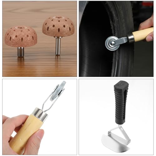 8Pcs Tire Repair Patch Tools Tire Buffing Wheels, 25/42/55mm Tungsten Steel Buffing Wheel Tires Patch Roller Scraping Cutter Kit for Car Truck Tube Bike Tires Grinding Polishing Accessories