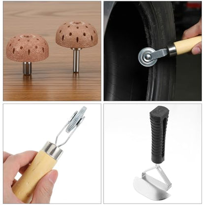8Pcs Tire Repair Patch Tools Tire Buffing Wheels, 25/42/55mm Tungsten Steel Buffing Wheel Tires Patch Roller Scraping Cutter Kit for Car Truck Tube Bike Tires Grinding Polishing Accessories