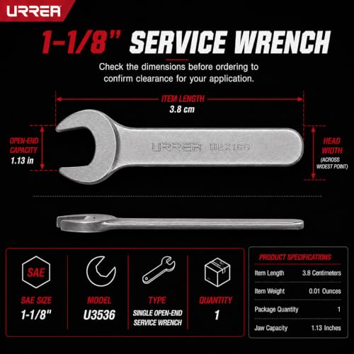 URREA 1-1/8 in Service Wrench, Thin Pattern Mechanics Wrench - color: Single Wrench, size: 1-1/8"