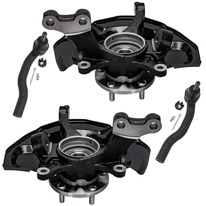 Detroit Axle - Front 4pc Steering Knuckles Kit for 07-09 Toyota Camry, 2 Steering Knuckles & Wheel Bearing Hubs 2 Outer Tie Rods 2007 2008 2009 Replacement - size: 4SU48725/Kit