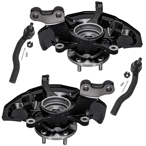 Detroit Axle - Front 4pc Steering Knuckles Kit for 07-09 Toyota Camry, 2 Steering Knuckles & Wheel Bearing Hubs 2 Outer Tie Rods 2007 2008 2009 Replacement - size: 4SU48725/Kit