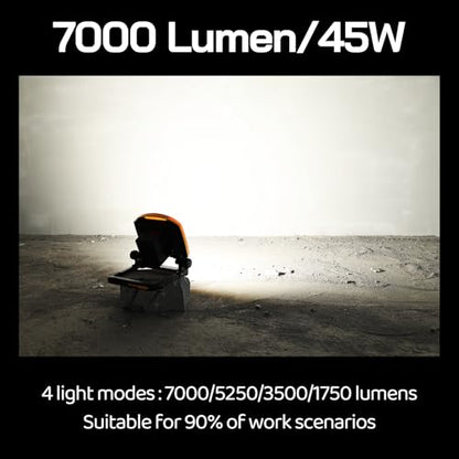 7000LM 45W Waterproof Cordless LED Work Flood Light, Compatible for Dewalt Makita 20V Milwaukee 18V m18 Rechargeable Lithium Tool Battery,Portabale for Construction Jobsite - style: Cordless Version-7K LM-Yellow