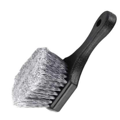 Wheel & Tire Brush for Car Rim, Soft Bristle Cleaning Brush Releases Dirt Road Grime with Short Handle, Easy Scrubbing Detailing Wheel Cleaner for Truck SUV RV Motorcycle