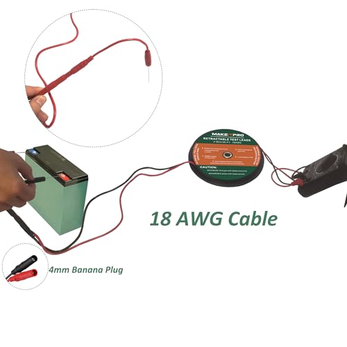 2 Wires 30FT 18AWG Retractable Test Leads with Cable Bag | Dual Ended Electrical Alligator Clips Test Probe Lead Wire Cables for Circuit Connection/Electrical Testing Troubleshooting