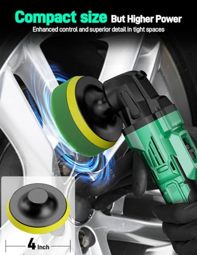 KIMO 20V Cordless Buffer Polisher Kit, 25Pcs Polishing Kit, 6 Speeds to 6000RPM Cordless Polisher with 2*2000mAh Batteries, 4 Inch Buffer Polisher for Car, Motorcycle, Truck Detailing, Scratch Remover