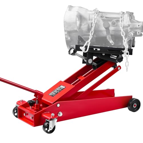 VEVOR Adjustable Floor Transmission Jack 1000 LBS Low Profile Hydraulic Transmission Telescoping Heavy-Duty Lift Jack 6.3-25.2 in Lifting Height, 360° Swivel Front Wheels - size: 1000 lbs