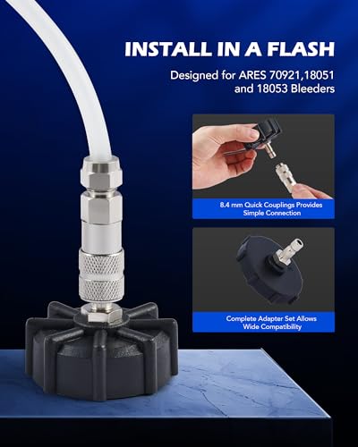 OMT 12 Pcs Master Cylinder Brake Pressure Bleeder Adapter Kit for Flushing | Compatible with Toyota Honda Ford Nissan Jeep, 10 Cap Sizes 29-74mm, Quick-Connect Ports; Ideal for Car Service