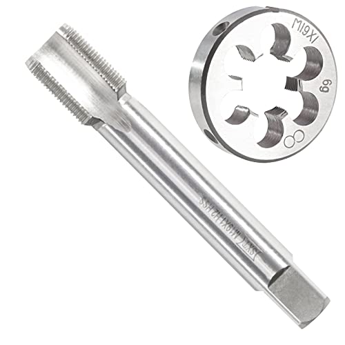 M19 x 1.0 Metric Tap and Die Set, M19 X 1.0mm HSS Machine Thread Tap and M19 X 1mm Alloy Tool Steel Round Thread Die Right Hand - size: M19x1mm