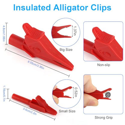 Linkstyle 25PCS Silicone Multimeter Test Leads Kit: Replaceable Wire Piercing Probes, Test Hook Clips, Alligator Clips, Testing Tweezer for Digital Electrical Multimeter Testing - color: 25PCS: Red+Black