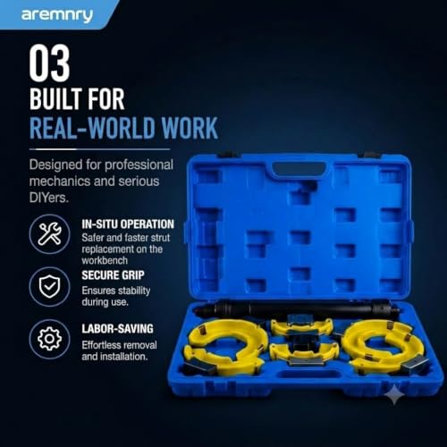 Heavy Duty Macpherson Strut Spring Compressor Tool, Impact Wrench Rated Coil Spring Extractor Kit with Overload Protection Safety Guard, 3 Pairs Yokes for Car, SUV, Truck UTV Suspension Repair