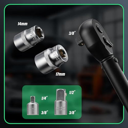 9Pcs Spark Plug Socket Set 3/8" 5-45Ft.lb Torque Wrench with Universal Spark Plug Socket, 1/2 and 1/4 Adapters and Extension Rod - style: 5-45Ft lb(9pcs)
