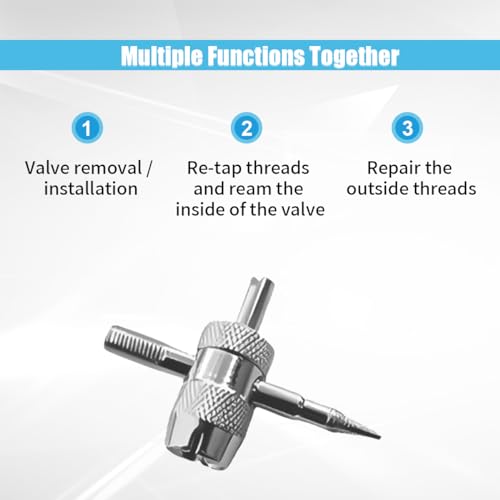GLSOWEE Tire Valve Stem Puller Installer Tool Kit, 6 Pcs TR412 Snap-in Valve Stems & Valve Stem Cores, 4-Way Valve Tool & Single Head Tire Valve Core Remover Installer Tool (15PCS) - size: 15PCS