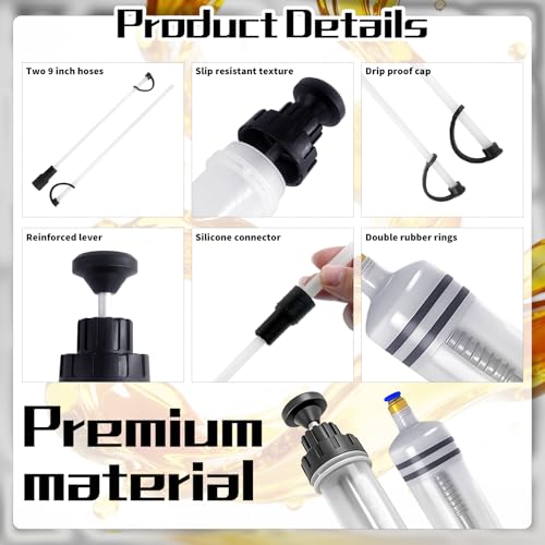 3 Pcs 500cc Automotive Fluid Extractor Pump with Horse Manual Suction Vacuum Fuel Car Transfer Oil Extractor Hand Syringe Pump for Hydraulic Fluid, Power Steering(Black)
