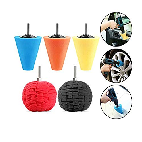 5Pcs Burnishing Foam Sponge Polishing Cone Ball Buffing Pad Car Wheel Hub Cleaner