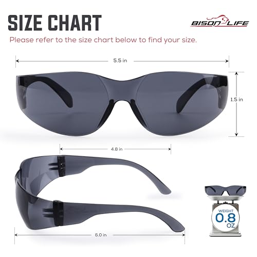BISON LIFE Clear Safety Glasses – ANSI Z87.1 Certified Scratch & Impact Resistant Eye Protection Goggles for Men & Women - color: Black/Black